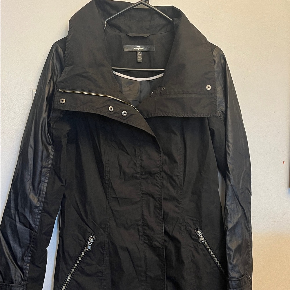 7 For All Mankind Black Trench Coat